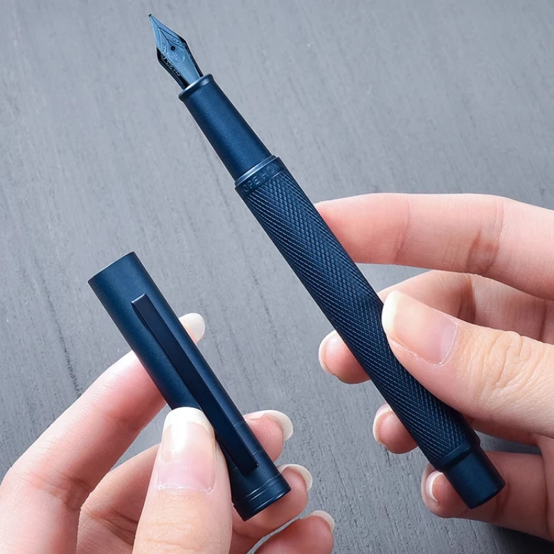 

Hongdian синяя металлическая авторучка EF/F/изогнутая письменная ручка для студентов, тренировочная ручка в стиле ретро, каллиграфическая чернильная капсула, тренировочная ручка