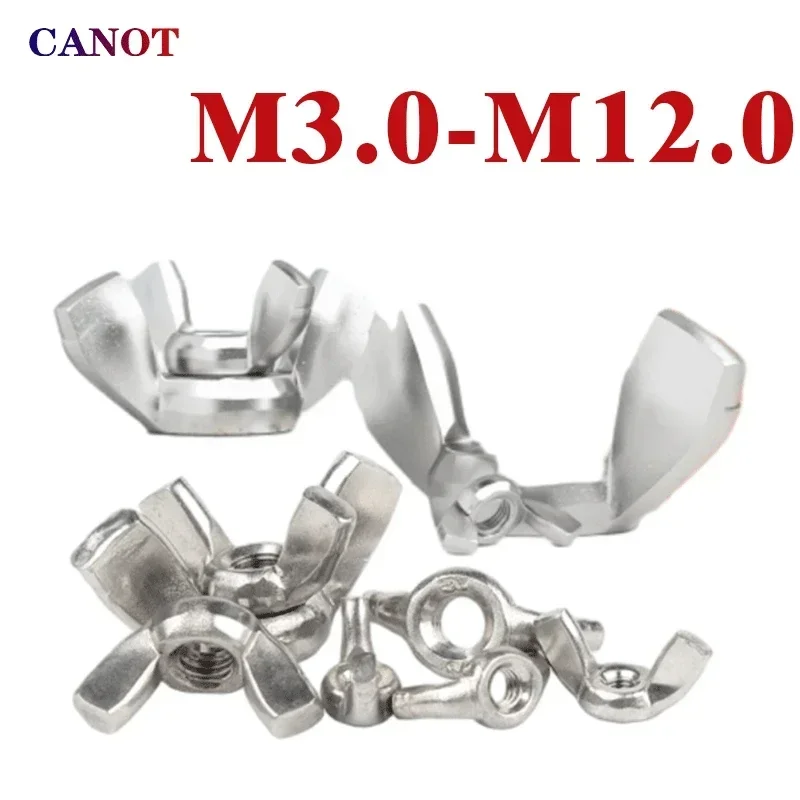 Wing Nuts Butterfly Nuts M3 M4 M5 M6 M8 M10 M12 Wing Nuts 304 Stainless Steel Hand Tighten  Wingnuts butterfly Nut DIN315