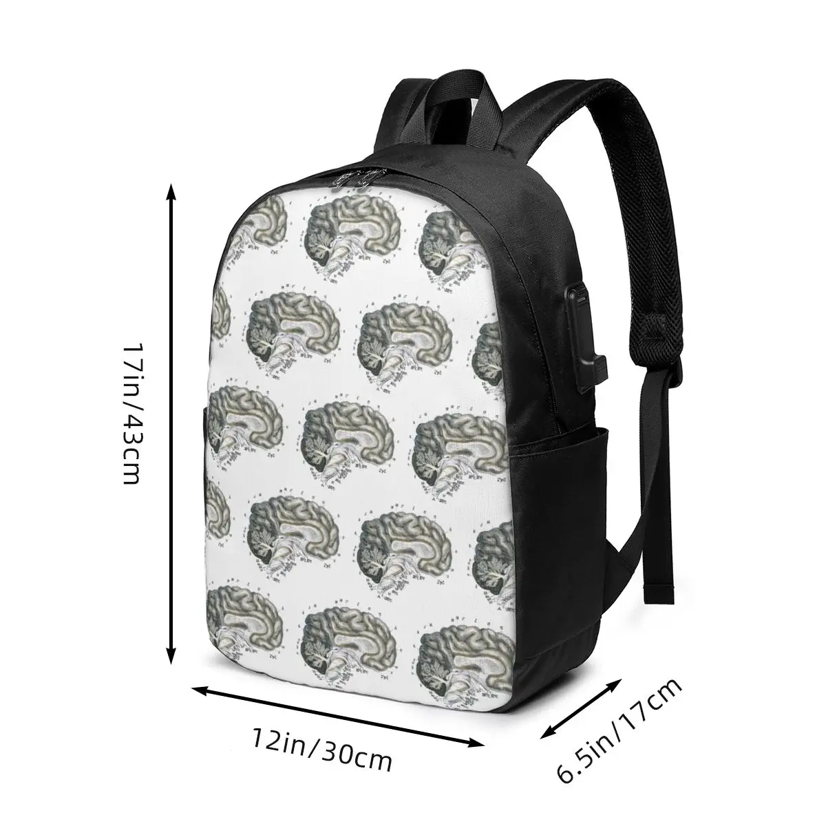 Realistic Brain Anatomy Design Backpack Travel Notebook Bag Computer College Student School Bag Laptop Shoulder Bags Men Women