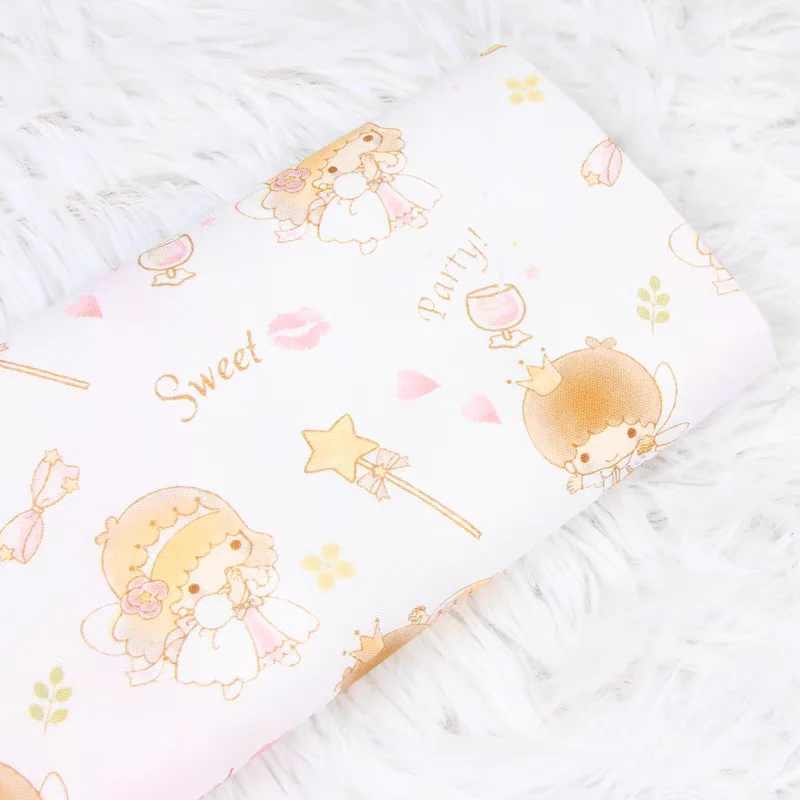 Sanrio Little Twin Stars Plain 100% Cotton Fabric For Sewing Patchwork Clothes DIY Quilting Needlework Material