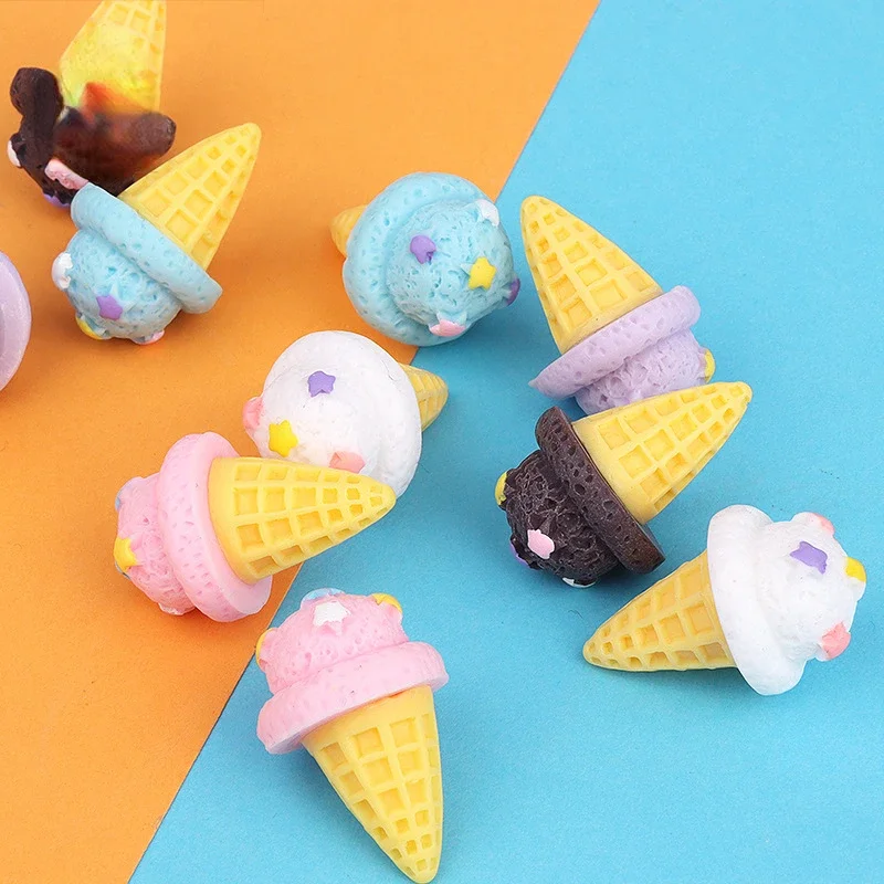 10pcs 3D Mini Resin Kawaii Ice Cream Diy Jewelry Accessories Sculptures and Figurines Phone Case Decoration Figures Miniatures