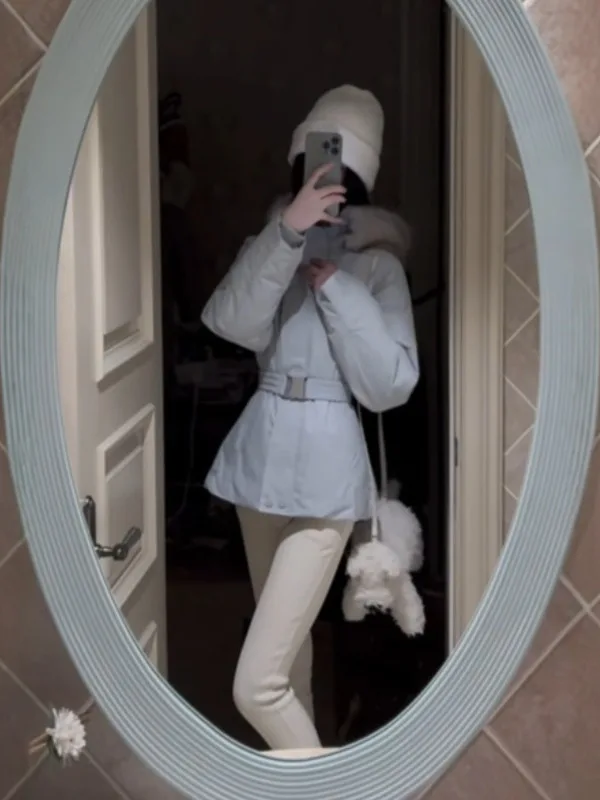 

Chic Fur Collar Cotton Jaet Gentle Sle Korean Version Straight Cut Long Sve Hooded Coat Faionable Outerwear for ...