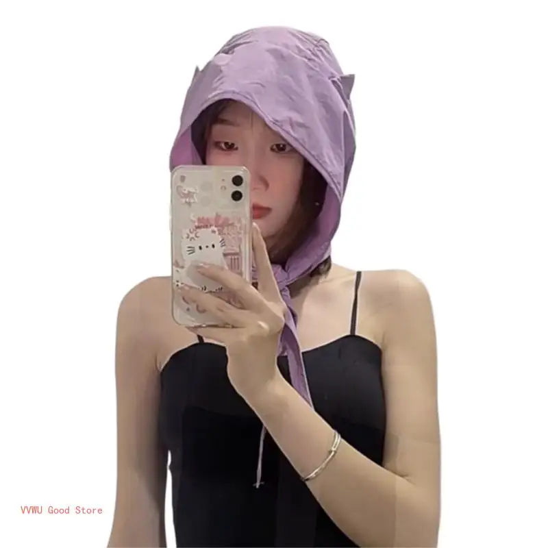 

Quick Drying Cats Ear Hat Tie Headscarf Visor Hat for Travel Adult Outdoor Adjust Size Cycling Hiking Hot Day Hat