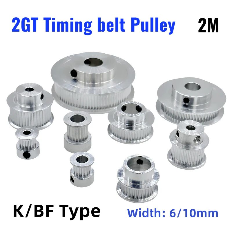 2GT Synchronous Wheel 2M 16T 20T 30T 36T 40T 48T 60T 80 Toothed Belt Width 6/10mm Aperture 5/6/8/10mm 3D Printer GT2 Belt Pulley