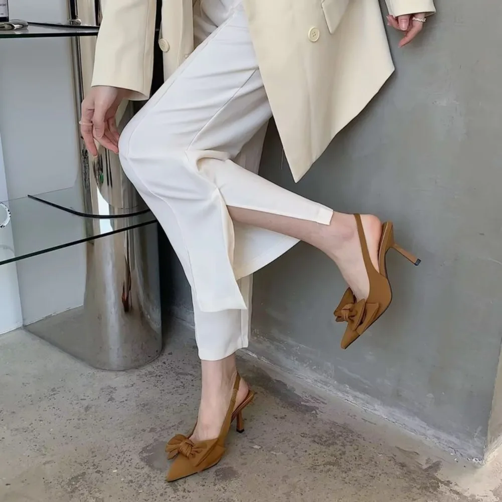 2026 Damenschuhe Sommer Neu Schmetterlingsknoten Damen Slingback High Heels Sexy Kleid Schuhe Dünner Absatz Spitze Zehe Damen High Heels Pumps – Detail 10