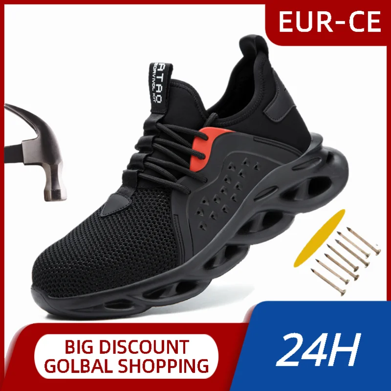 

Comfortable Steel Toe Work Safety Shoes Men Women Work Sneakers Breathable Lightweight Indestructible Shoes Men Safety Shoes