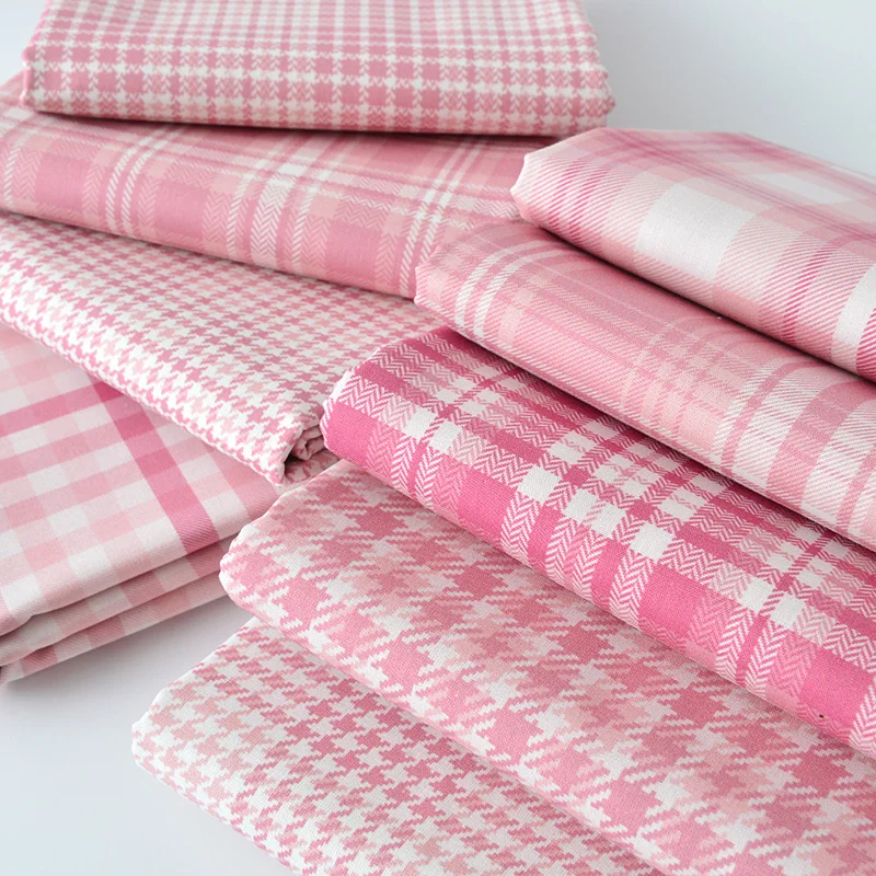 

100% Cotton Fabric Handmade Clothing Home Sheet JK Fabric Pink Plaid Cotton For Sewing Dress 50x145cm