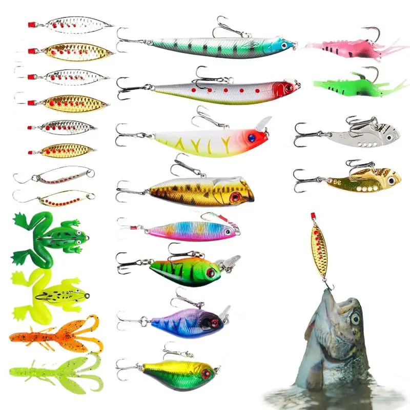 Freshwater Fishing Lures Kit 2024 Countdown Fishing Tackle Advent Calendar Case Lake Fishing Tackle Kit Box Fishing Tackle Box