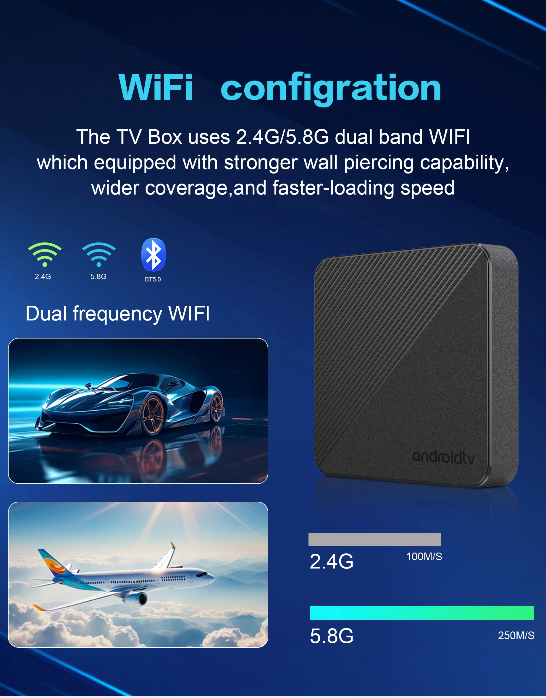 Android TV Box T8 Android 14 ثنائي النطاق WiFi 2.4G/5G 4GB RAM 64/128GB ROM Allwinner H313 8K 3D Google Voice Media Player TV Box