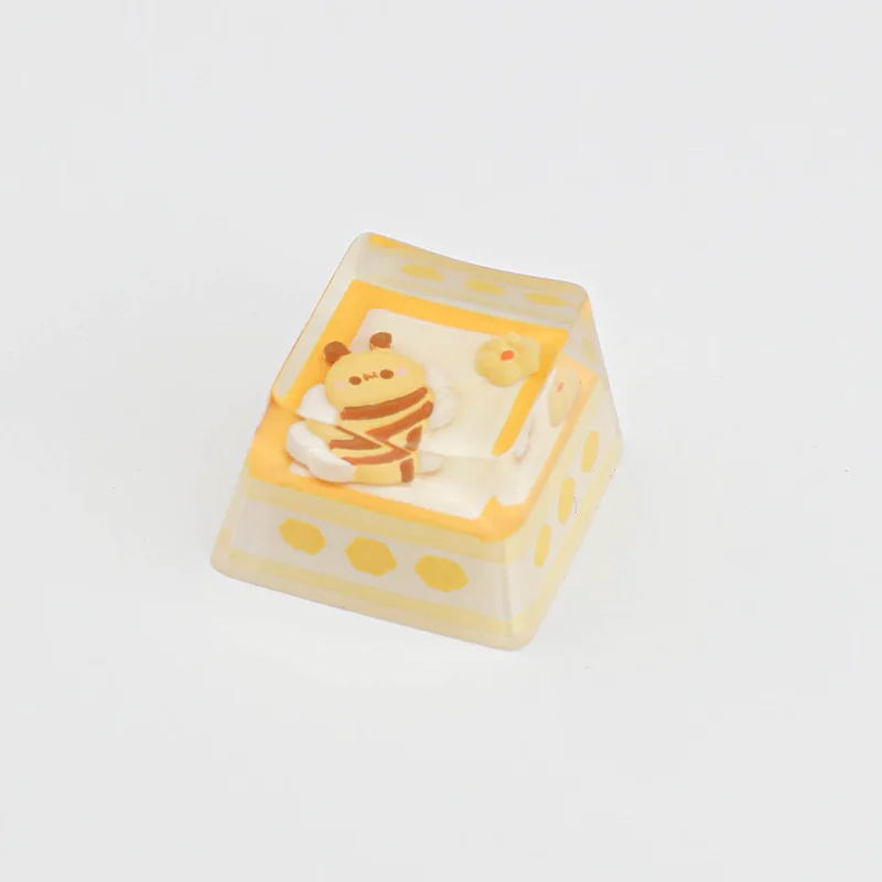 Personalized Creative Artisan Custom Biscuit Keycap Resin Pink Pig/bee/bear/panda/shark Keycap for Mechanical Keyboard Accessory