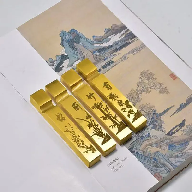 Vintage Paperweight Creative Multifunctional Brush Holder Brass Penholder Antique Metal Paperweight Calligraphy Paperweight