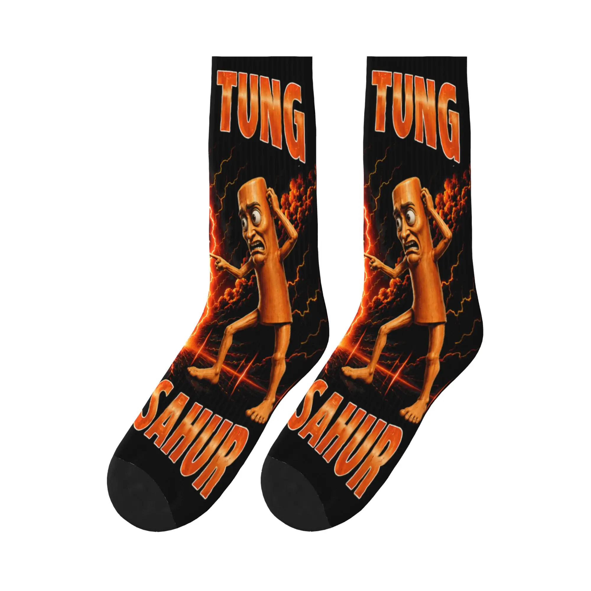 Tung Tung Tung Sahur is Calling Funny Viral Meme Socks Gothic Stockings Men Warm Soft Running Socks Autumn Graphic Anti Socks