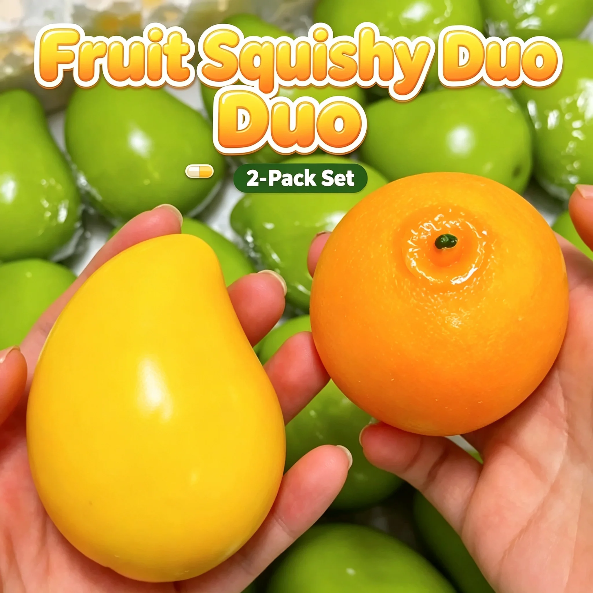Handmade Crispy Mango Stress Ball 2-IN-1 PACK Color Changing Soft Squishy Fidget Squeeze Toy ASMR Sensory Relief Gift Adults Fun