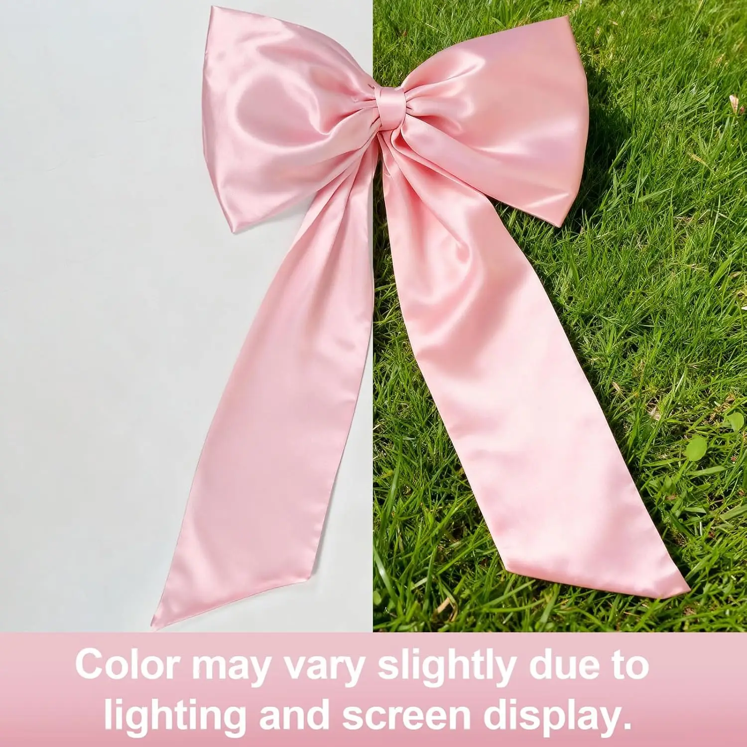 Große rosa 40x24 Zoll Satinband-Schleife für Geburtstags-Coquette-Raumdekoration, riesige pastellrosa Wanddekoration zum Aufhängen für Ballerina-Mädchen – Detail 7