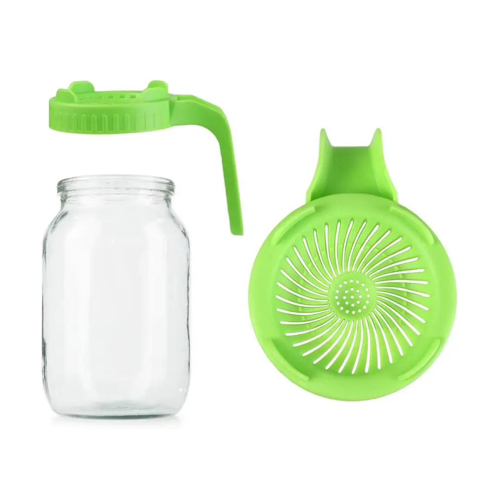 Food Grade Plastic Sprouting lids Green Mesh Strainer Lid 86mm with handle Sprout Maker Growing Seed Crop