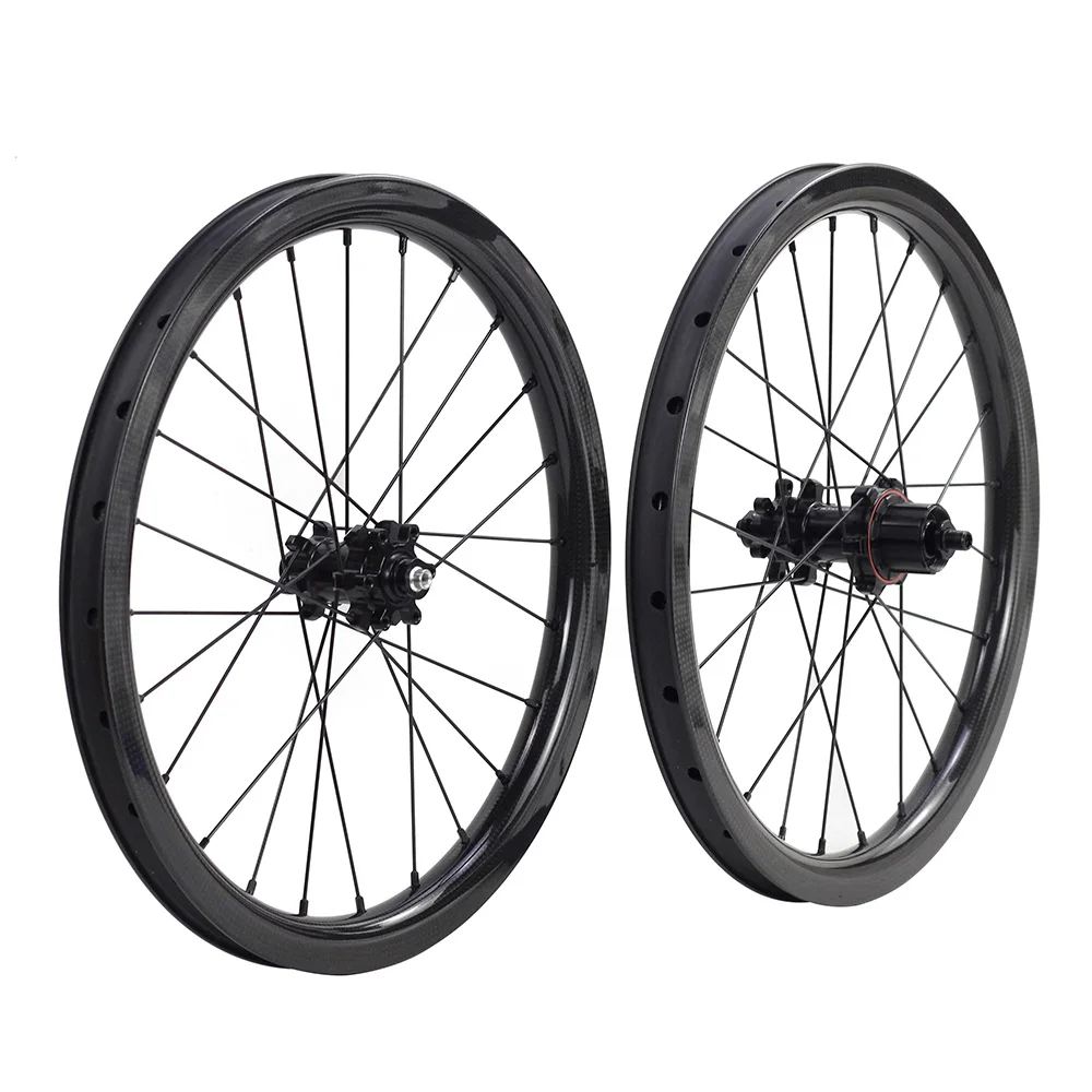 SILVEROCK 16in 349 18in 355 Carbon Wheels Disc Brake External 7 Speed for Brompton RUHM Trifold Folding Bike Wheelset