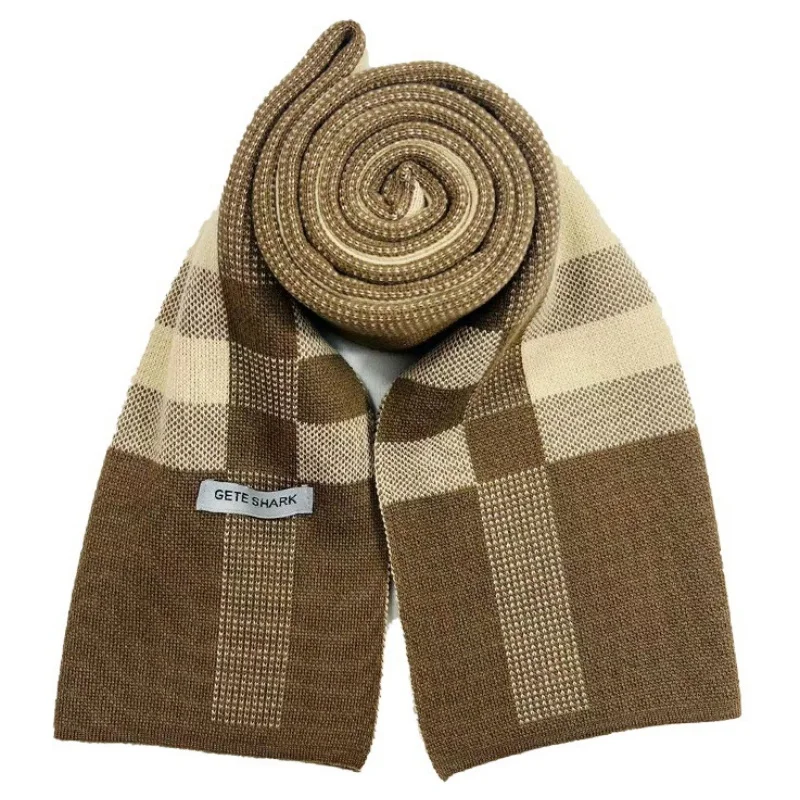 Fashion Men Plaid Knitted Scarf Autumn Winter Warm Pashmina Thicken Soft Neckerchief Business Scarves Male Accessories Bufandas