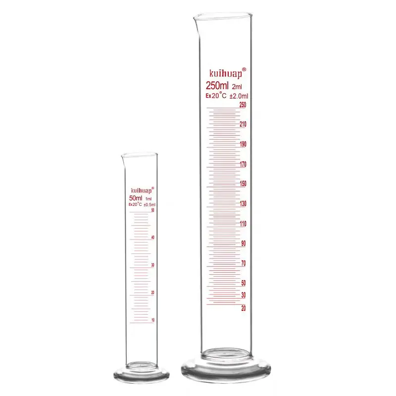 Sunflower glass measuring cylinder with scale, straight measuring cup with lid, stoppered measuring bucket, 5 10 25 50 100 250 5