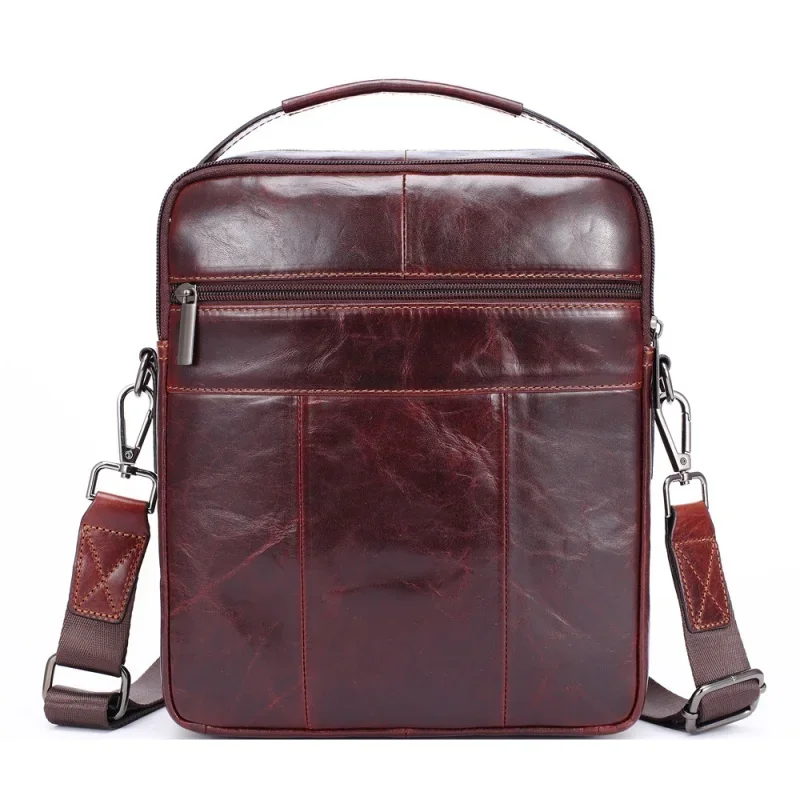 Bolsa Crossbody de couro genuíno para homens, bolsa mensageiro de couro vintage, bolsa casual masculina de alta qualidade