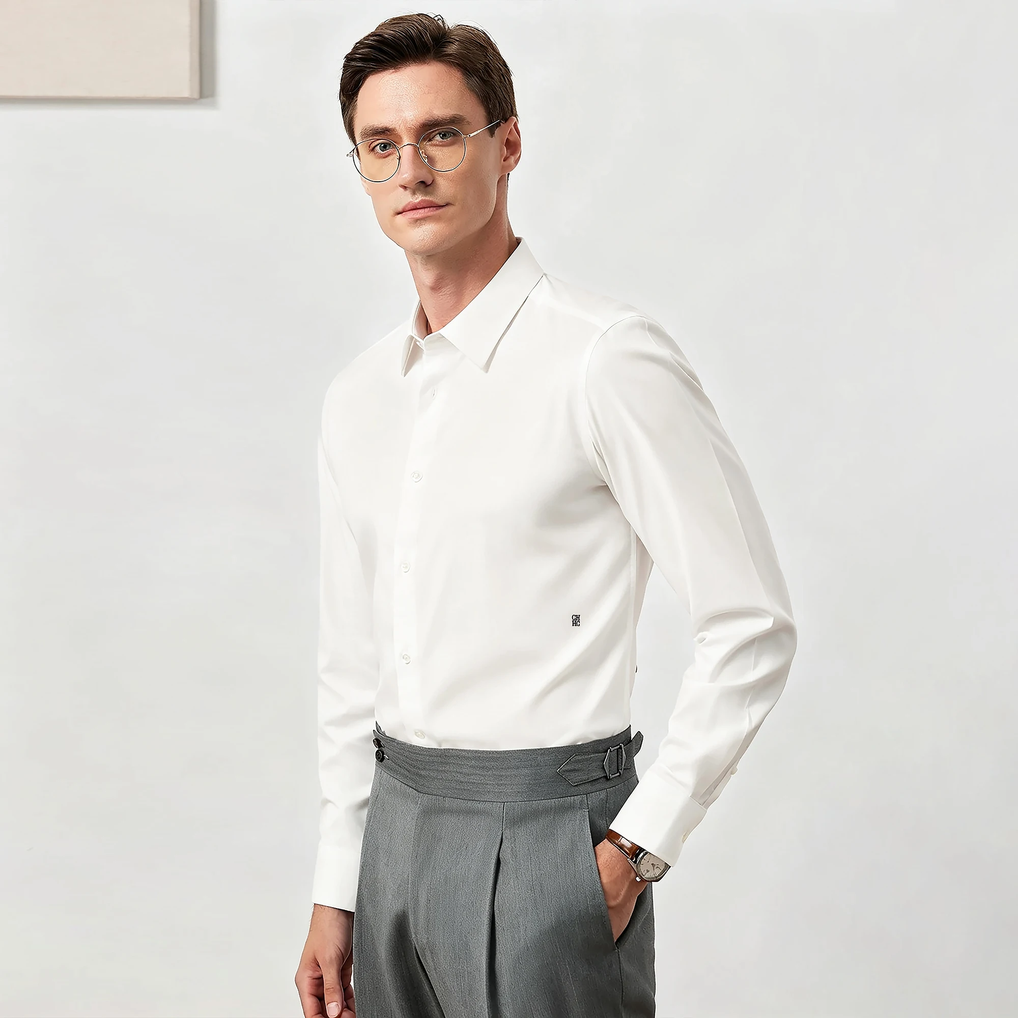 CHCH Men's Shirt Fashion Solid Color Lyocell Material Comfortable Breathable Men Shirt Casual Old Money Style Design Men's Shirt