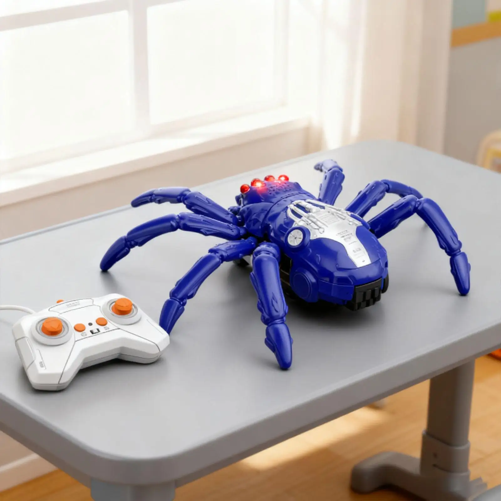 Remote Control Robot Spider Toy Creepy Crawling LED Eyes Electronic Animal Prank Rechargeable for Kids Halloween Party Gift