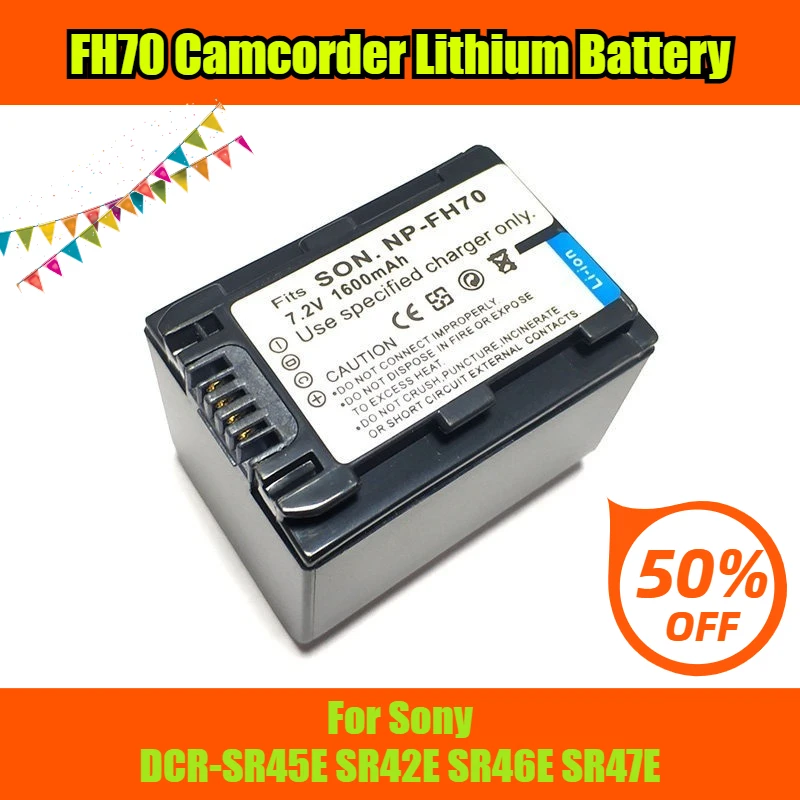 

Литиевая батарея для видеокамеры FH70, 7,2 В, 1600 мАч для Sony DCR-SR45E SR42E SR46E SR47E