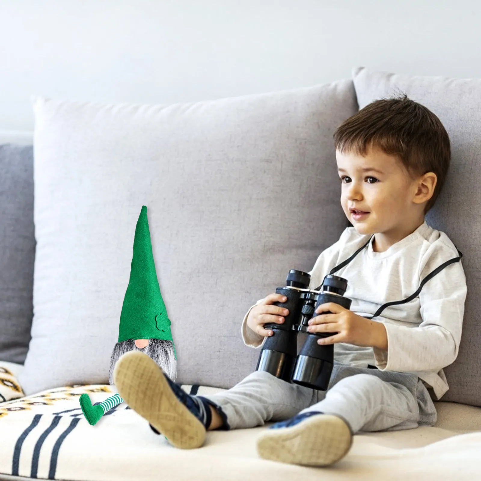 

1Pcs Elf Soft Stuffed Ornament Green Delicate Easter Party Accessory Handmade Fabric Photo Prop Desktop Decoration Gift