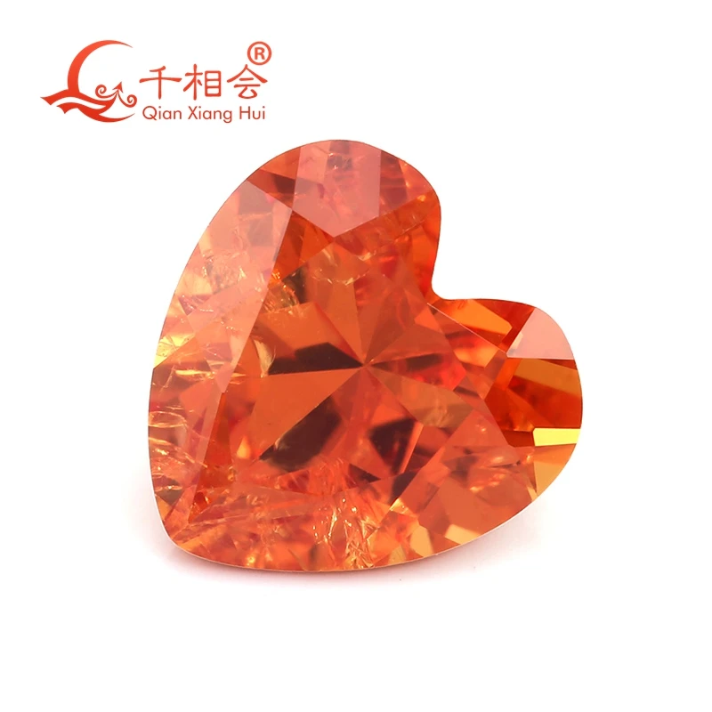 

Heart cut lab grown Sapphire Padparadscha orange Color Natural Cut including Minor Cracks Inclusions Corundum Loose Stone padma