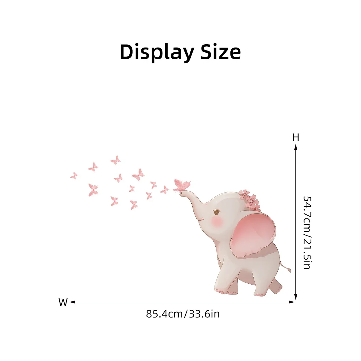 Cartoon Cute Elephant Butterflies Wall Stickers for Kids Room Decor Living Room Wall Decals Bedroom Home Decoration Accessories