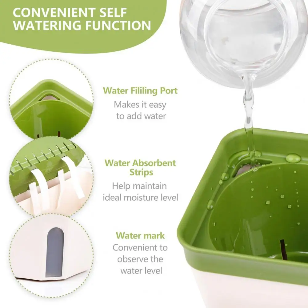 Water Level Visible Window Planter Modern Double Layer Self Watering Plant Pot Stylish Indoor Windowsill Planter Box for Flowers