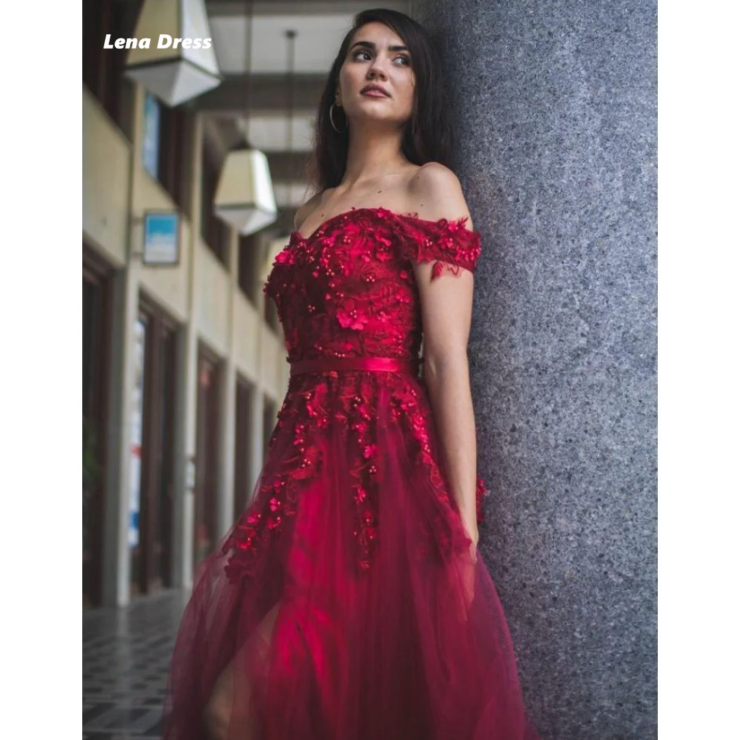 

Lena Red Elegant Evening Dresses for Women Luxury Evening Dresses 2025 Custom Made Luxury Party Dress Flower Embroidery Woman