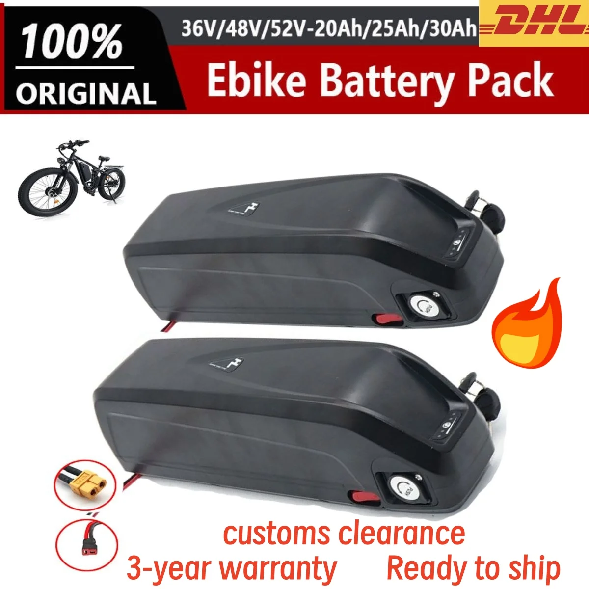

Hailong Ebike Battery 36V 48V 52V 20Ah 30Ah Rechargeable Lithium Battery Pack For Electric Bike Motor