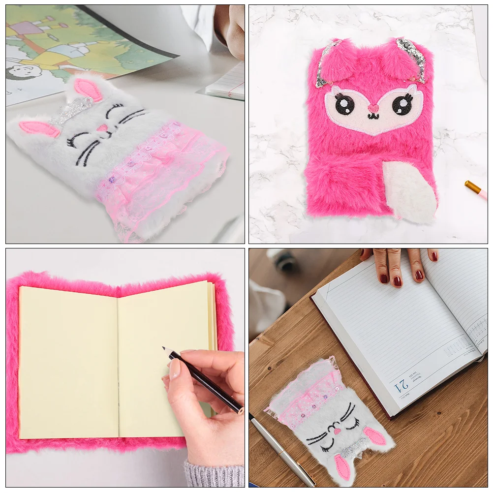 2 Pcs Mini Notebook Teen Girl Gifts for Kids 8-12 Diaries Girls Fox Small Easter Fuzzy Diary Paper Journal Child