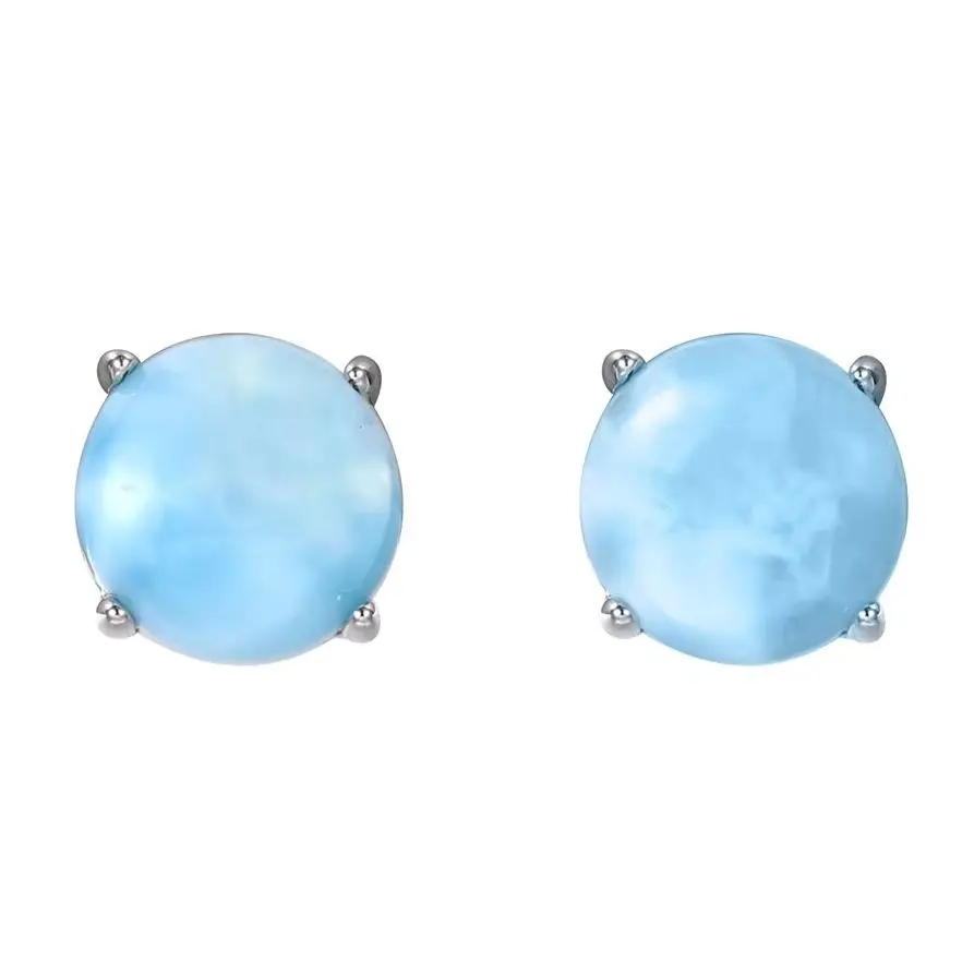

18K Gold Plated Blue Larimar Hoop Earrings for Women, Trendy Dangle Statement Jewelry Gift, Fashion Copper Rhodium Earrings 2025