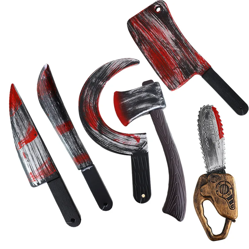 1pcs Plastic Bloody Knife Axe Chainsaw Halloween Decorations Halloween Party Decoration Party Simulation Cosplay Props