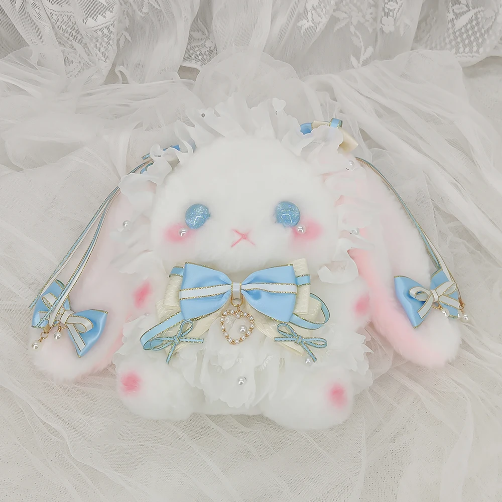 Sac de lapin Original avec nœud papillon, Lolita Harajuku, poupée en peluche Kawaii mignonne