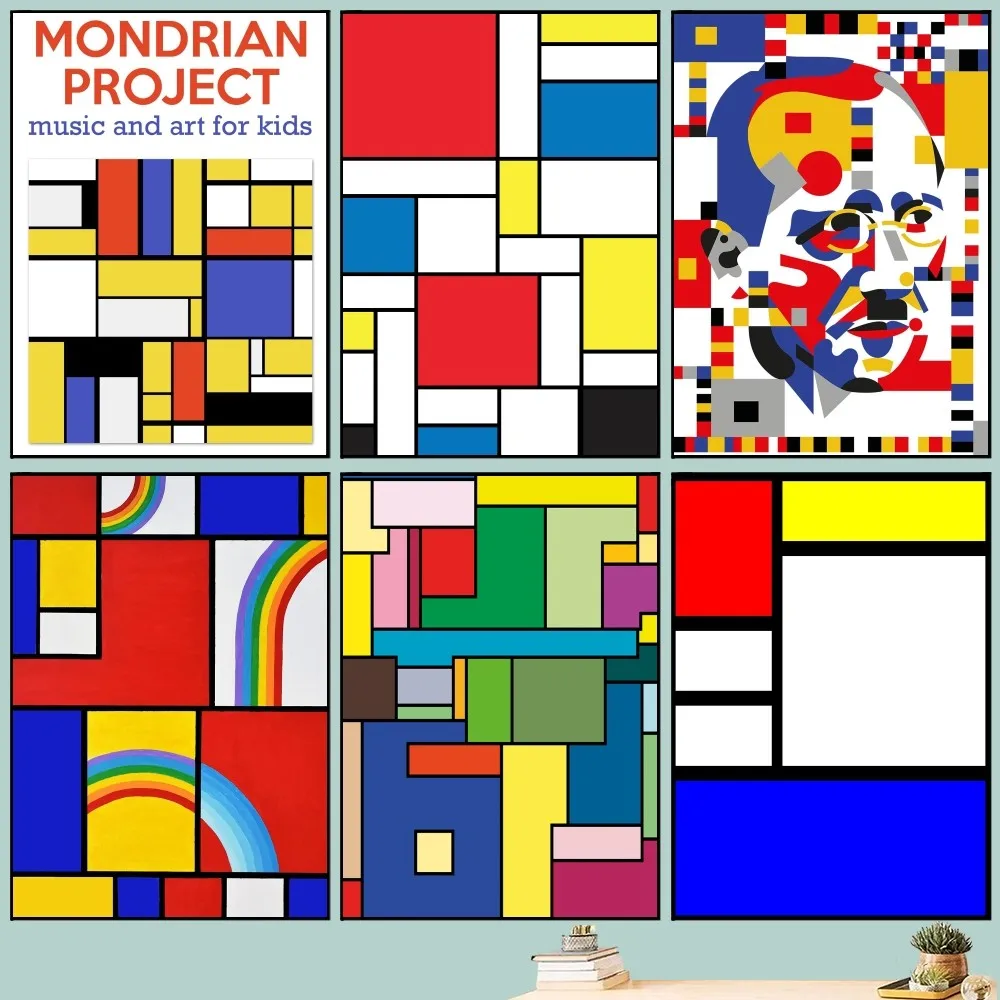 

Abstract Piet Mondrian Poster DIY Vintage Movie Poster Wall Art Painting Study Stickers Big Szie Wall Painting
