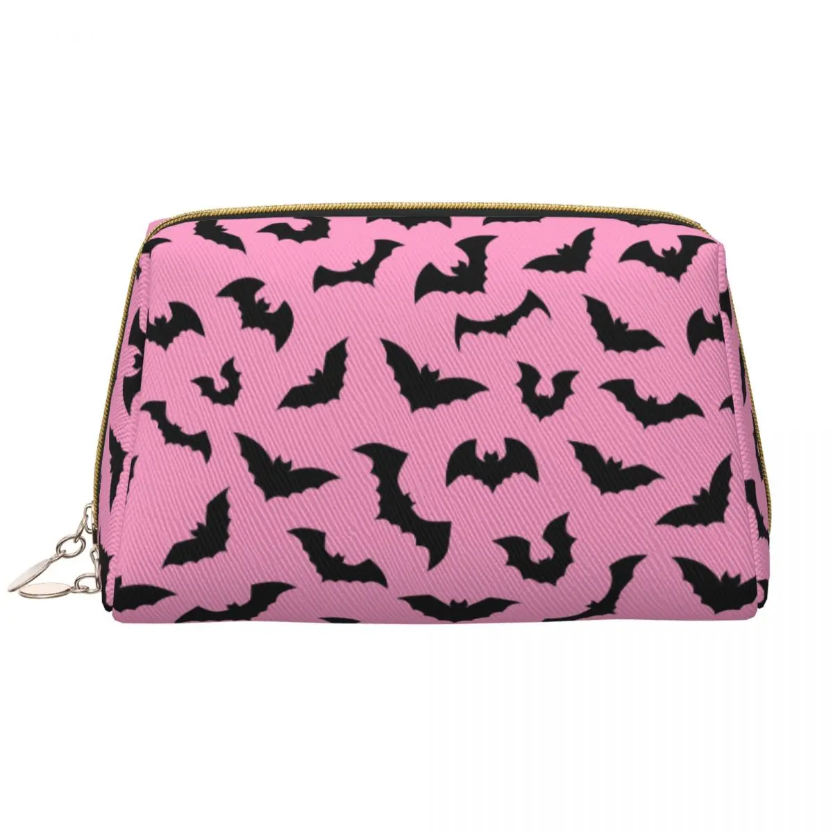 Pastel Goth Pink Black Bats Makeup Bag for Women Travel Cosmetic Organizer Fashion Halloween Witch Storage Toiletry Bags