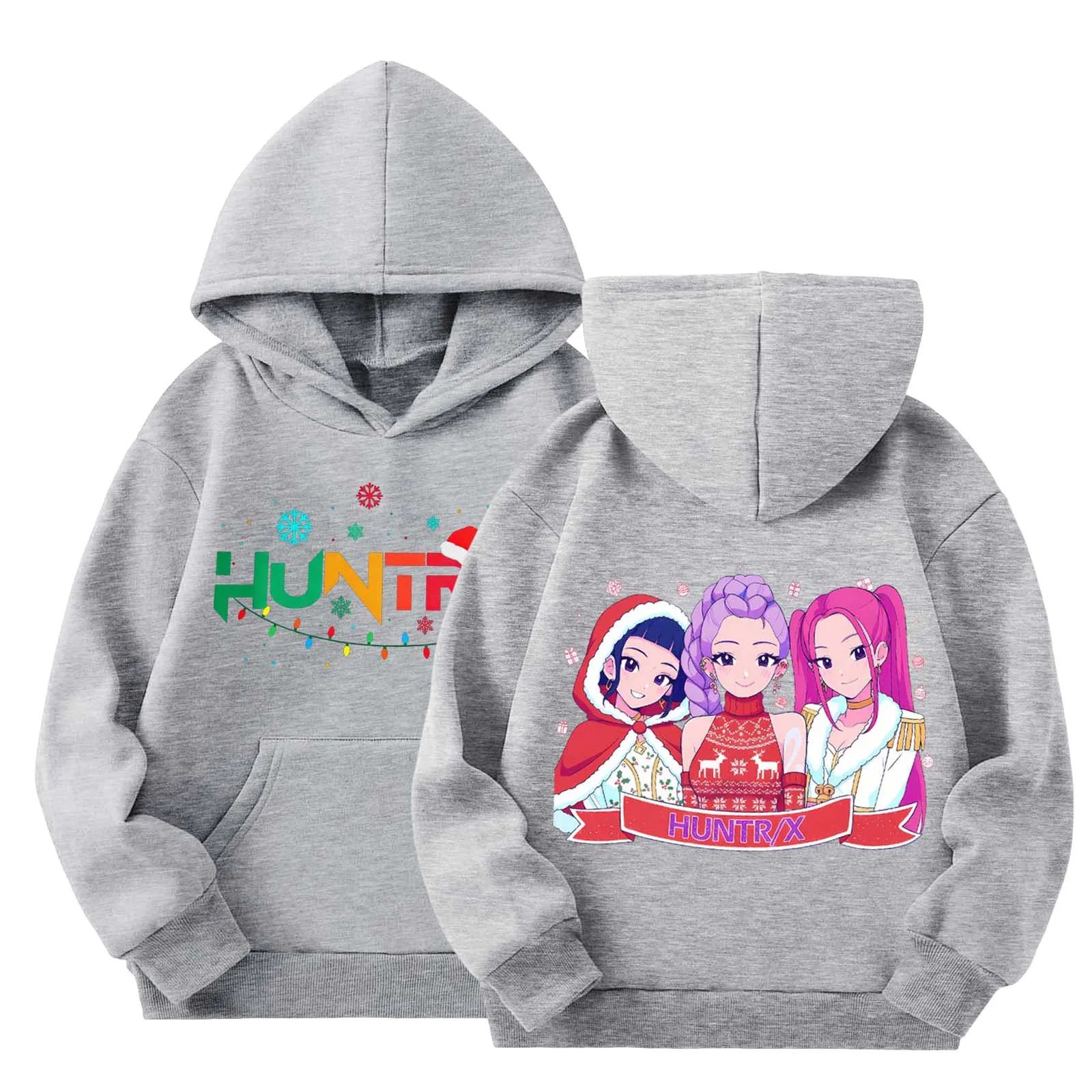 

Kpop Demon Hunters Kids Logo Merch Hoodies Girls Boys Athletic Sweatshirt Long Sleeve Casual Pullover No Drawstring Hooded Tops