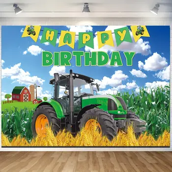 Dekorace na narozeninovou oslavu s farmářským tématem, farmářský traktor, vlajka, dekorace na pozadí, dekorace místa konání, dekorace na pozadí, látka 8 nejlepší prodej narozeninové dekorace s traktorem - №8
