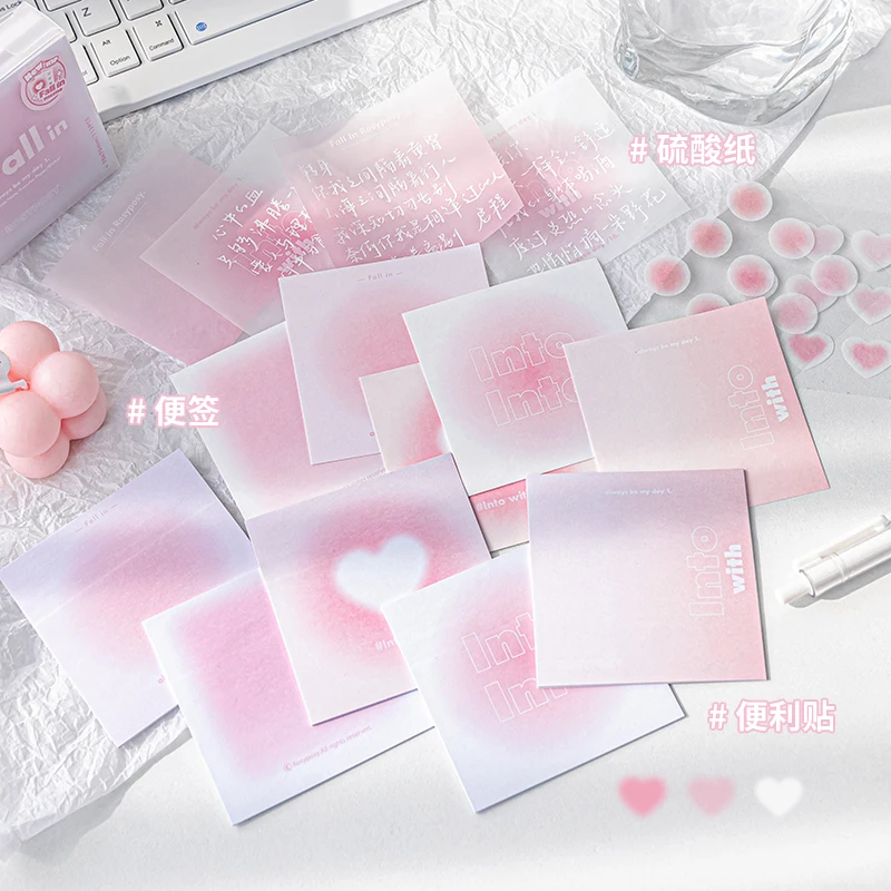 112 pcs Memo Pad Posted Sticky Notes Notebook heart-shaped Memo Sticker Scrapbooking Writing Stationery Student Office Supplies