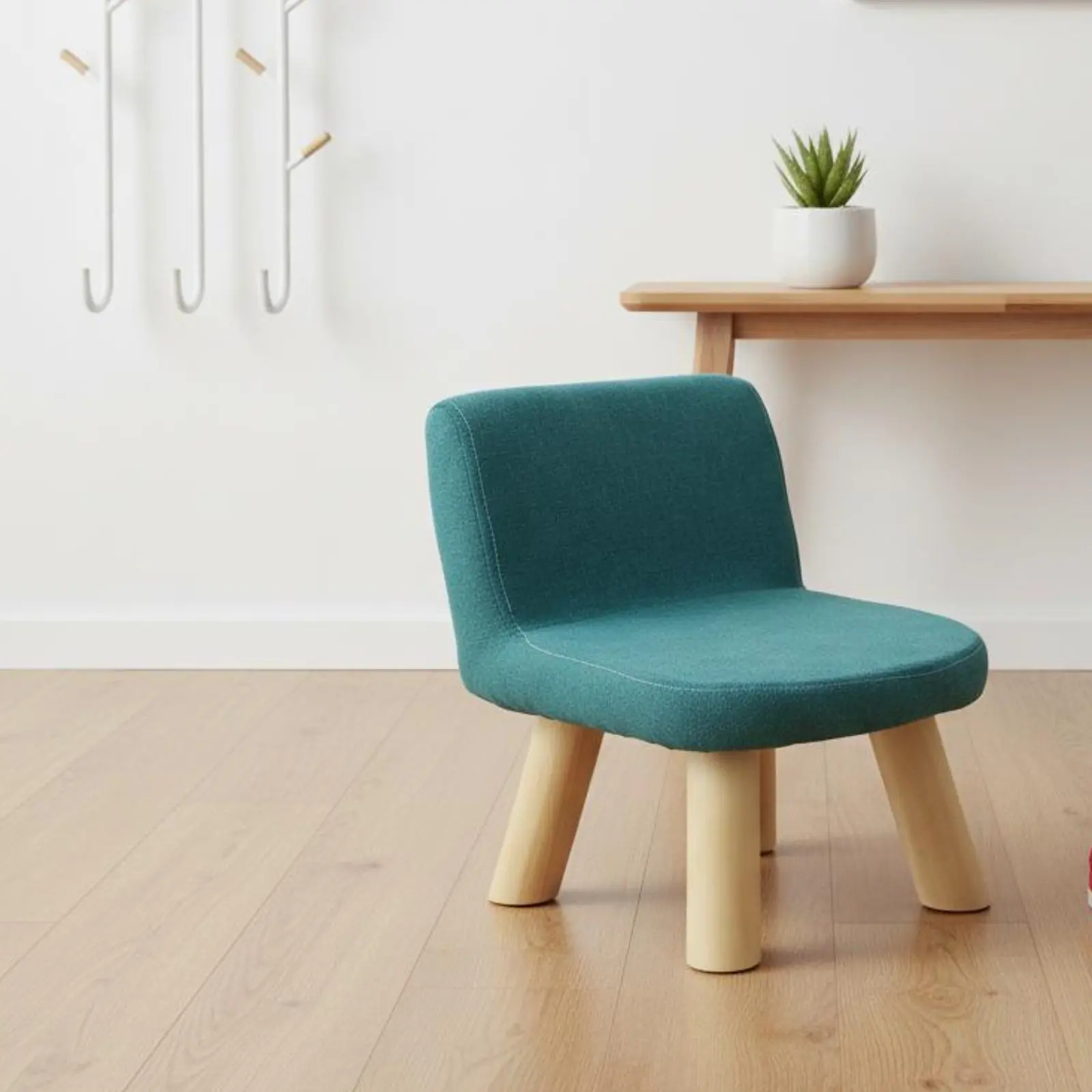 Upholstered Kids Chair with Backrest Removable Cleanable Cover Young Child Low Stool with Supportive Support for Young Children