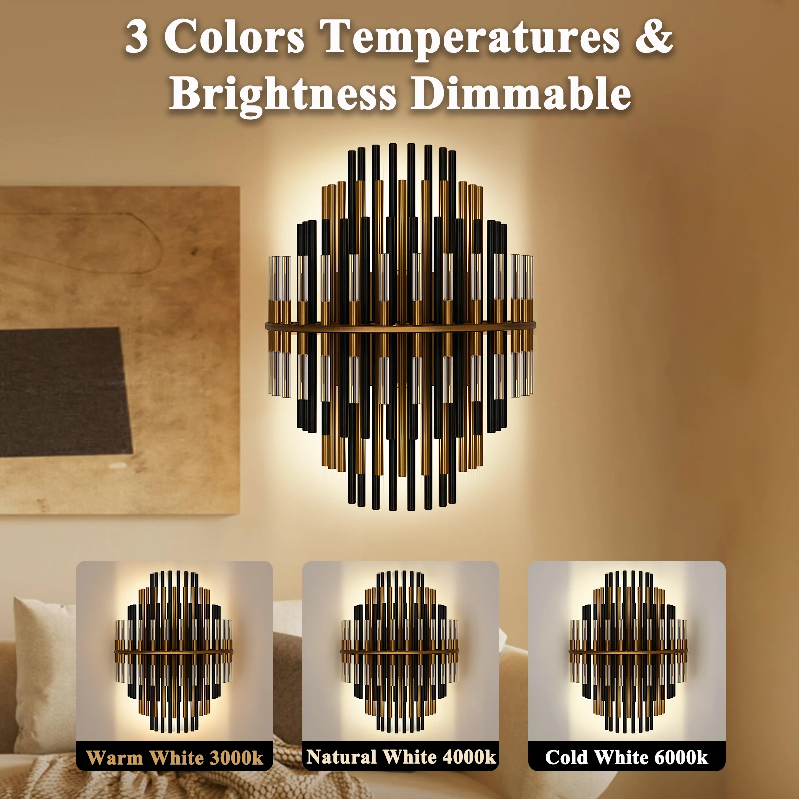Crystal Wall Sconce Light Farmhouse Industrial Modern Brushed LED Wall Sconces with Clear Crystal Luxury for Bedroom Staircases