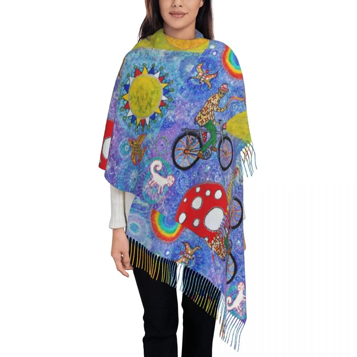 Custom Printed Bicycle Day 1943 Trip Scarf Men Women Winter Warm Scarves Albert Hofmann LSD Shawl Wrap