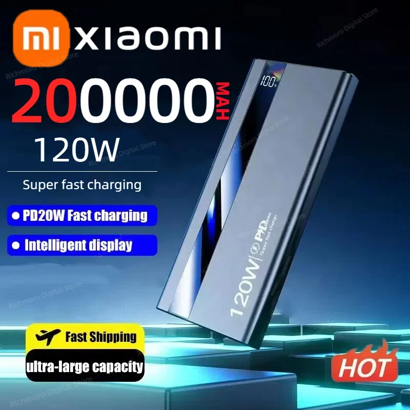 XIAOMI 50000 мАч Power Bank 120 Вт Быстрая зарядка Портативное зарядное устройство большой емкости Moblie Powerbank для iPhone Samsung Huawei