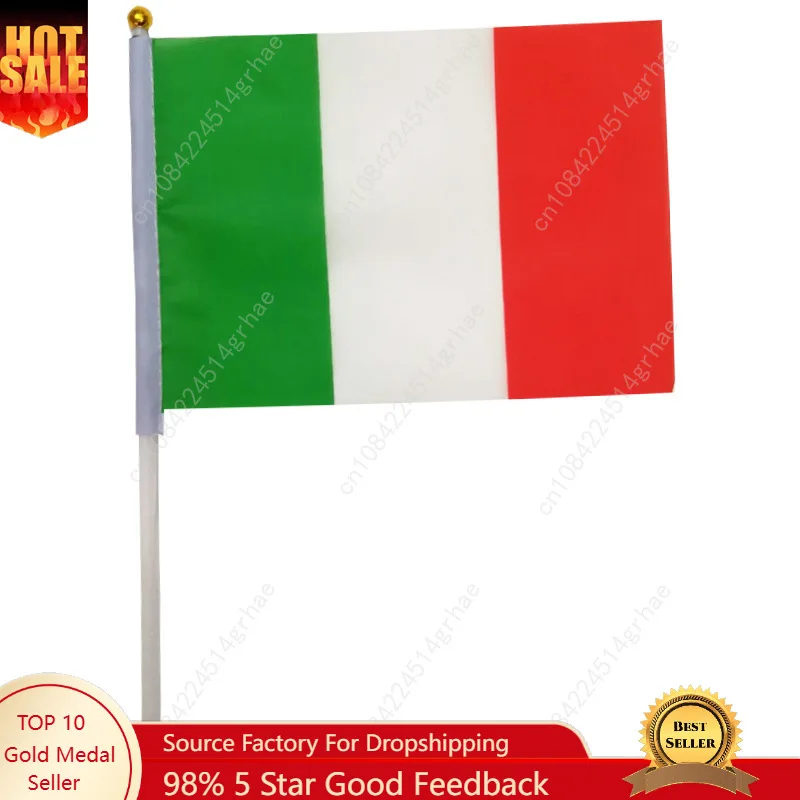 Italy Hand Waving Flag Italy Flag Small Mini Hand Held Flags 10 Pcs 14x21cm  Sporting Event Support Handheld Flag