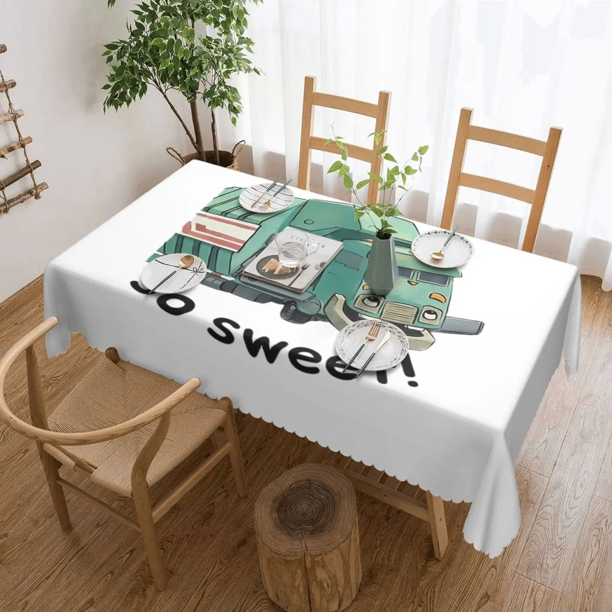 Hank And Trash Truck- Trash Truck Customized Rectangular Tablecloth Oilproof Table Cover for Dining Events Table Cloth