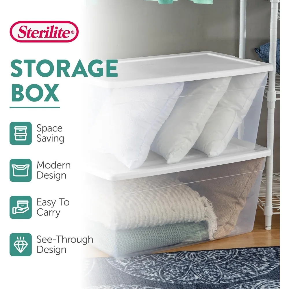 Stackable Clear Plastic Storage Bins with Lids, 90 Quart, 12 Pack, Organizer Boxes for Home Garage