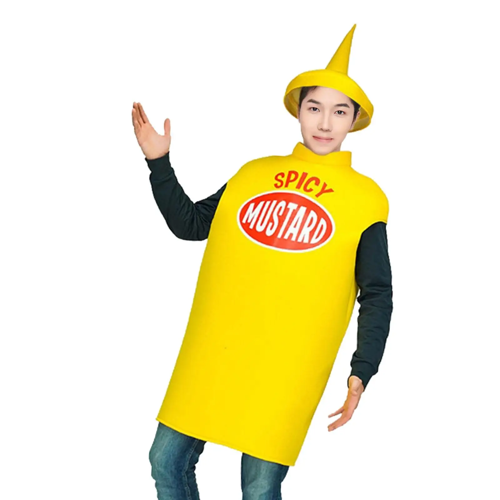 Kostium Musztardy dla Dorosłych, Strój Świąteczny z Otworami na Ramiona, Odzież Unisex, Kostium Jedzenia