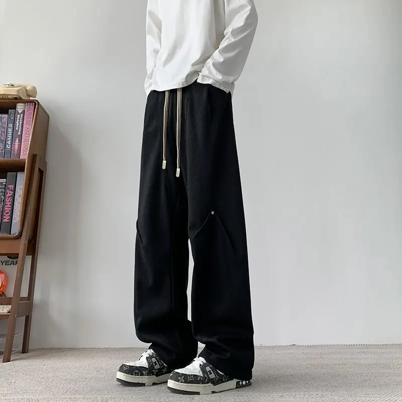 

Men's Long Pants Retro Plus Size Slimming Casual Plus Size Casual Pants Spring And Autumn Pleated Straight Leg Loose Sweatpants